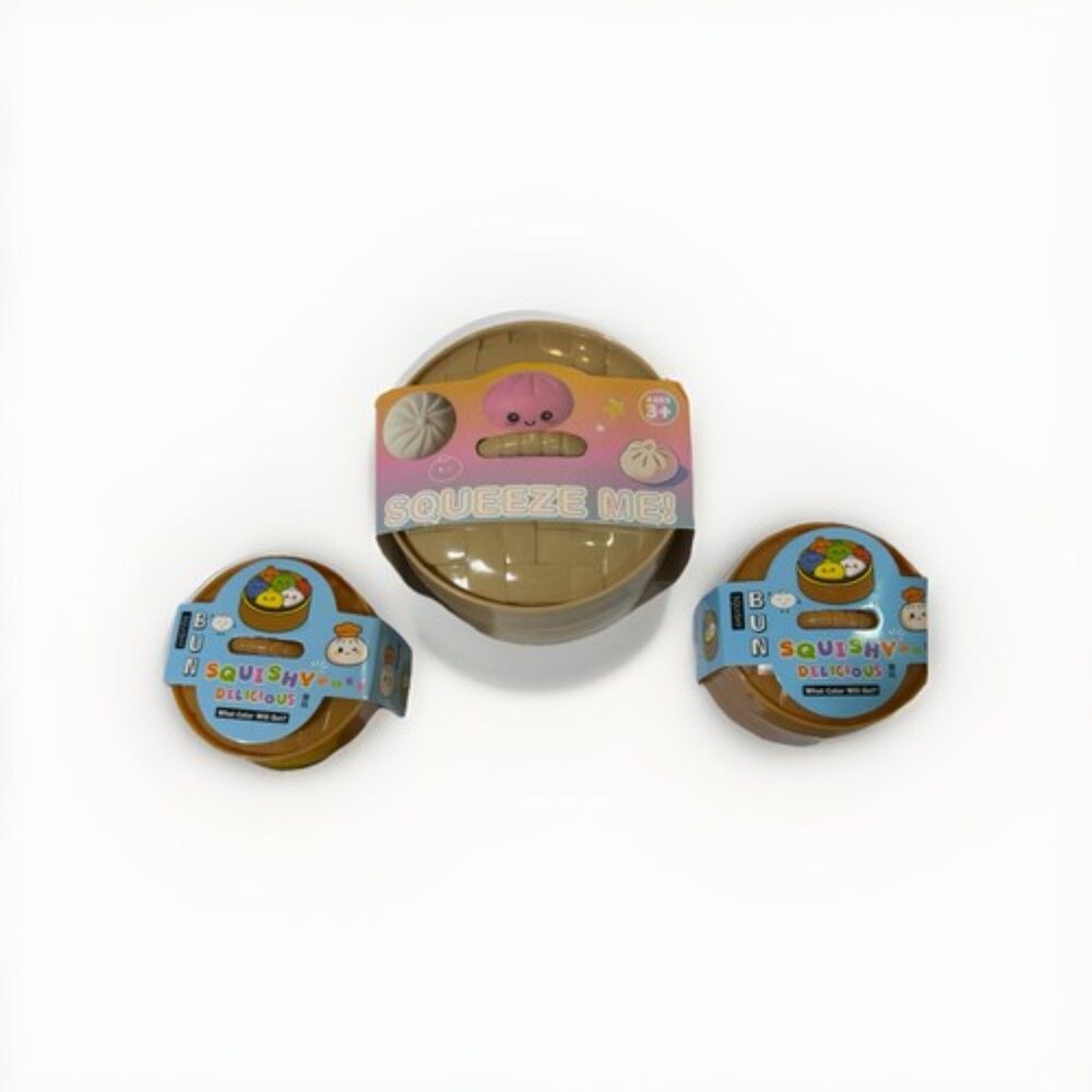 New Squishy Bun Dim Sum Stress Relief Toy Lot of 3 Mystery Color Squeeze Me